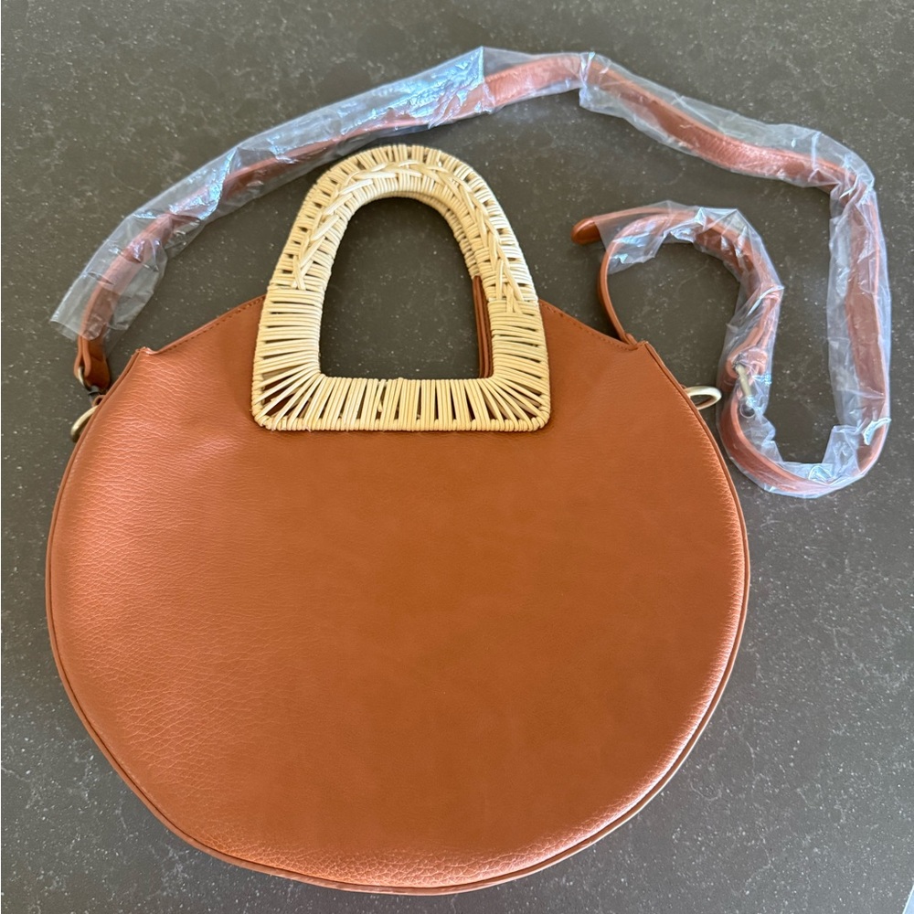 NWOT Vegan Leather Round Bag from Anthropologie in Tan